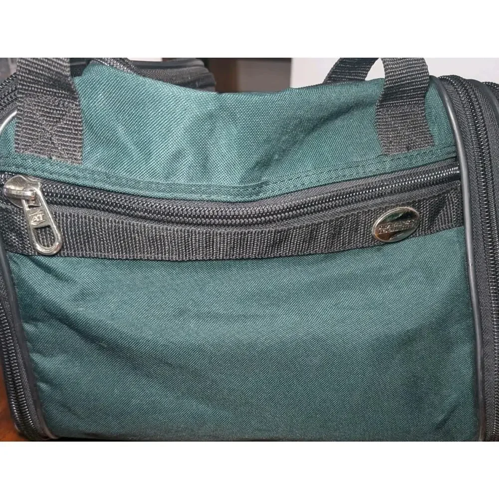 American Tourister Green Black Travel Train Case Carry On Tote Organizer Bag